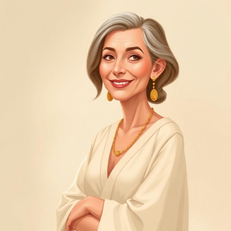Illustrated caricature portrait of Kara Moonbirch, a fictional steward